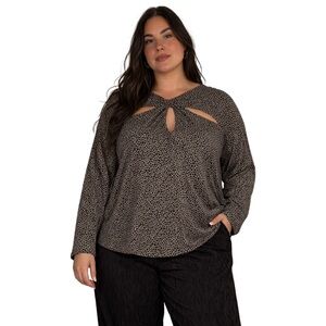 Michael Kors Giraffe Print Keyhole Blouse XL